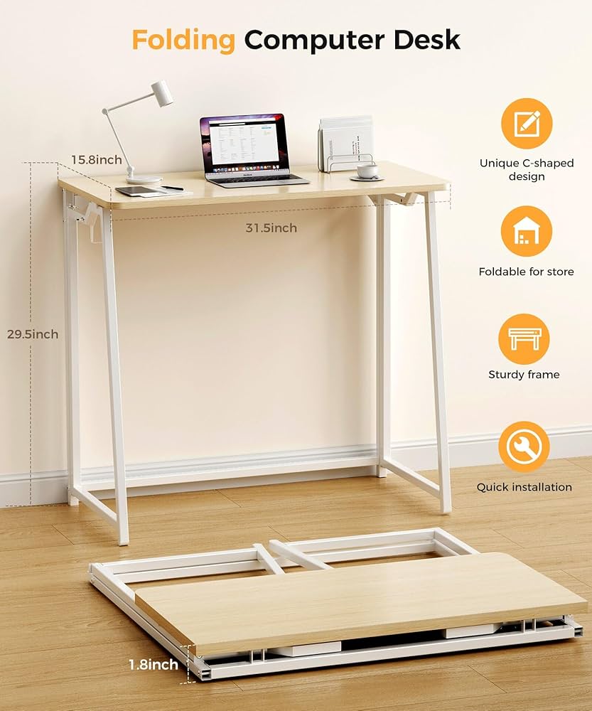Mayitaです。デスク Amazon.com: TEMI Small Computer Desk Folding Table - 35.8
